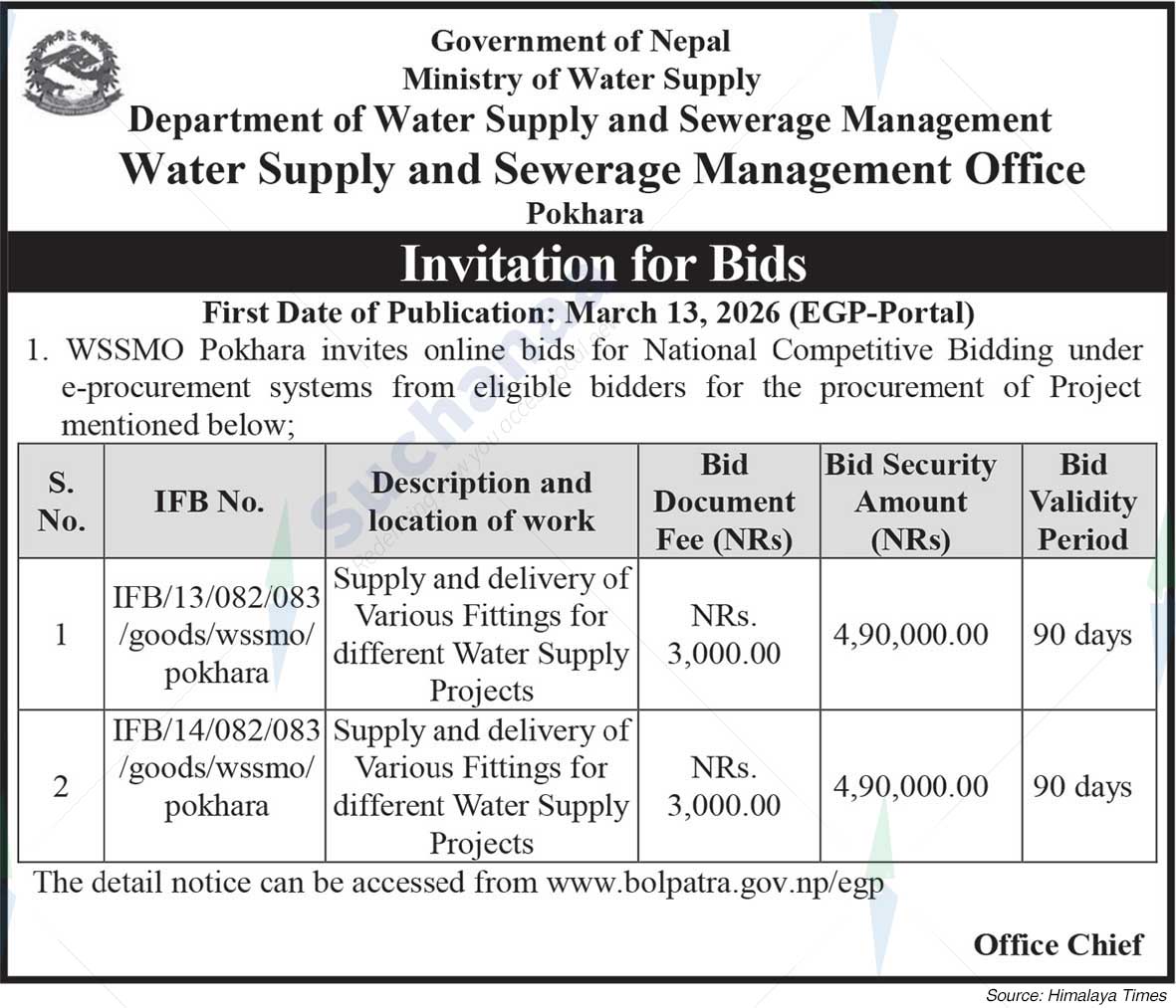 Water Supply and Sewerage Management Office, Pokhara