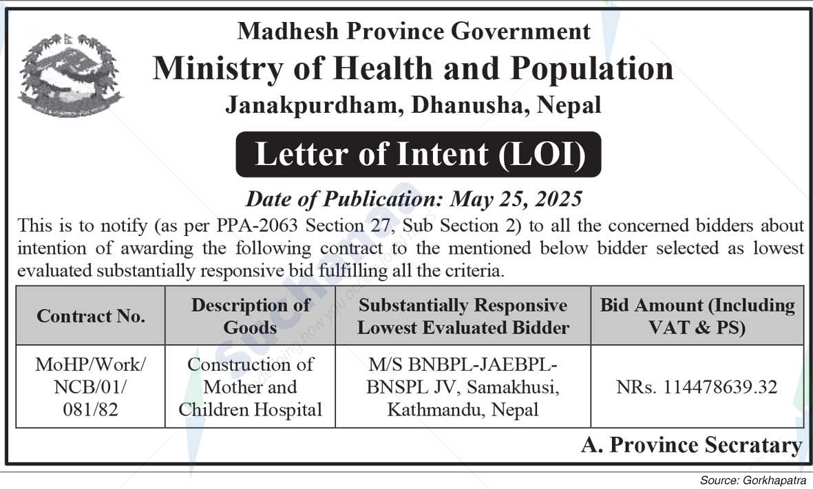 Ministry of Health and Population, Madhesh