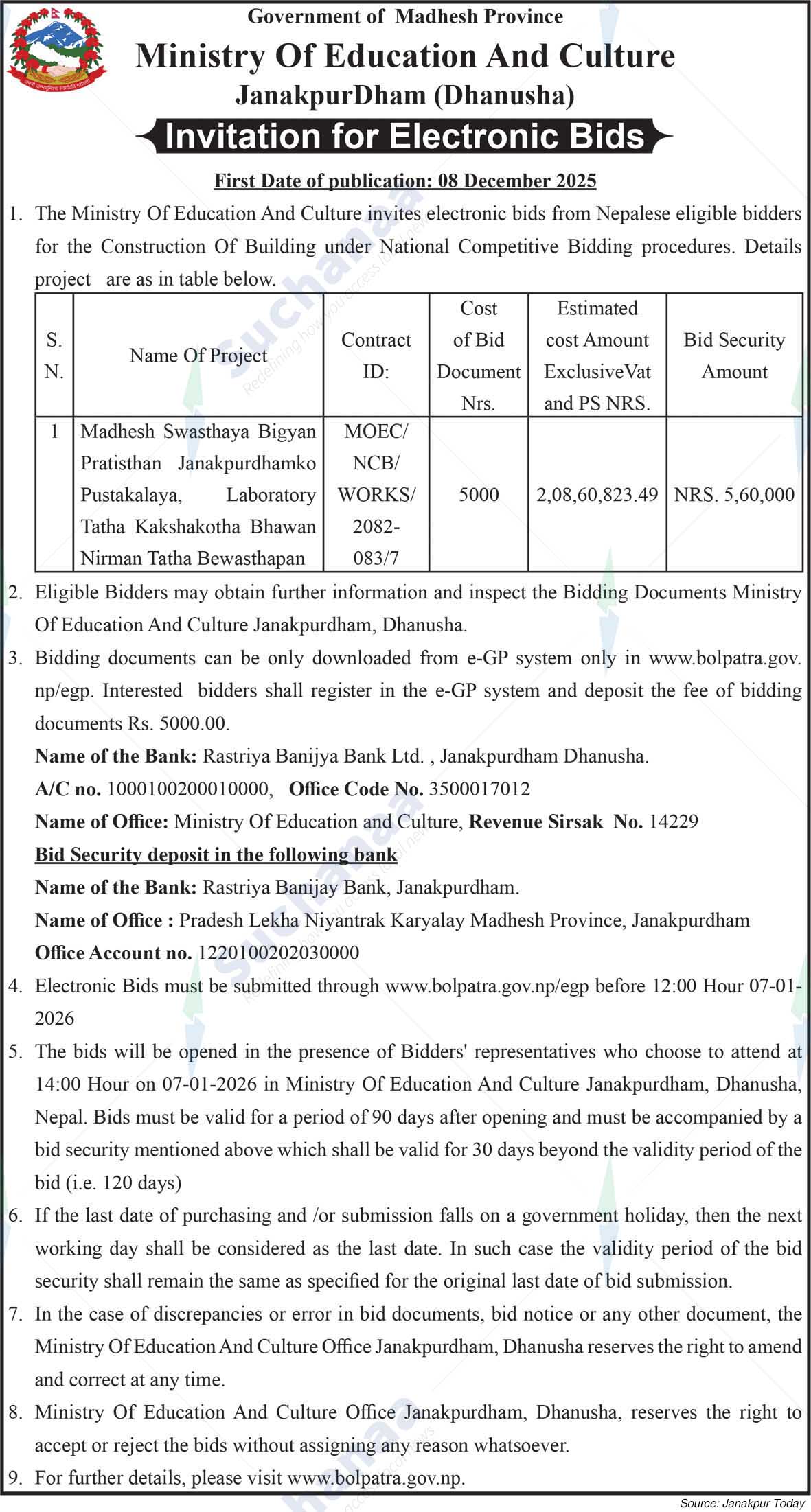 Ministry of Education and Culture, Madhesh