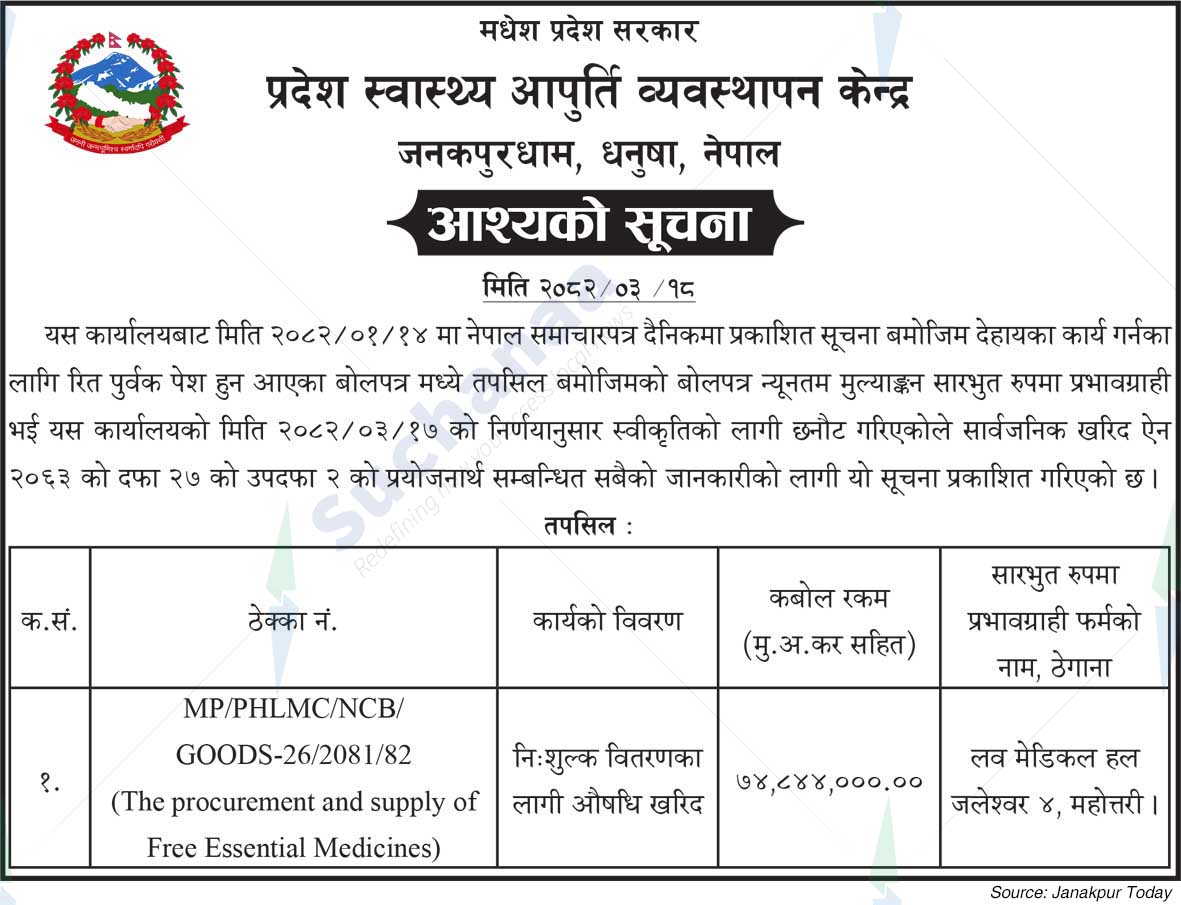 Provincial Health Supply Management Center Janakpurdham
