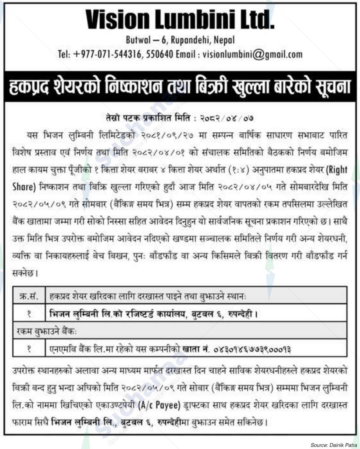 Vision Lumbini Limited