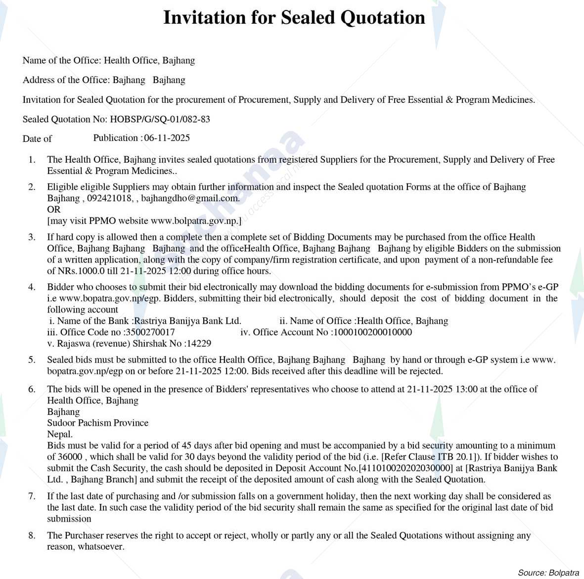 Health Office, Bajhang