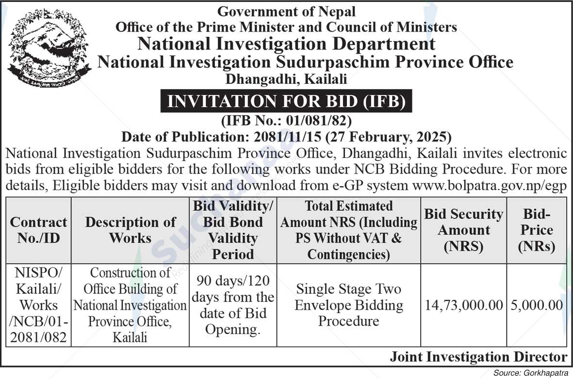 National Investigation Department National Investigation Sudurpaschim Province Office