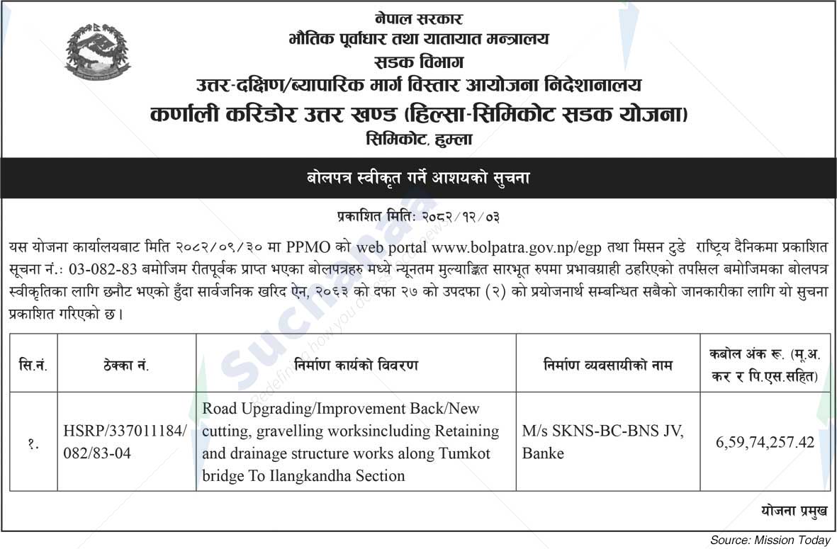 Hilsa Simikot Road Project