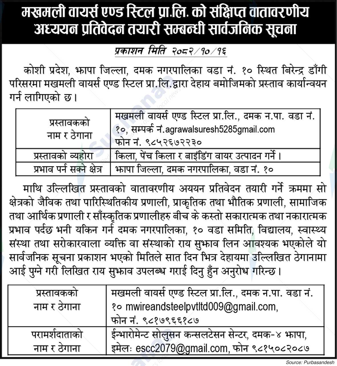 Makhamali Wires and Steel Pvt. Ltd., Jhapa