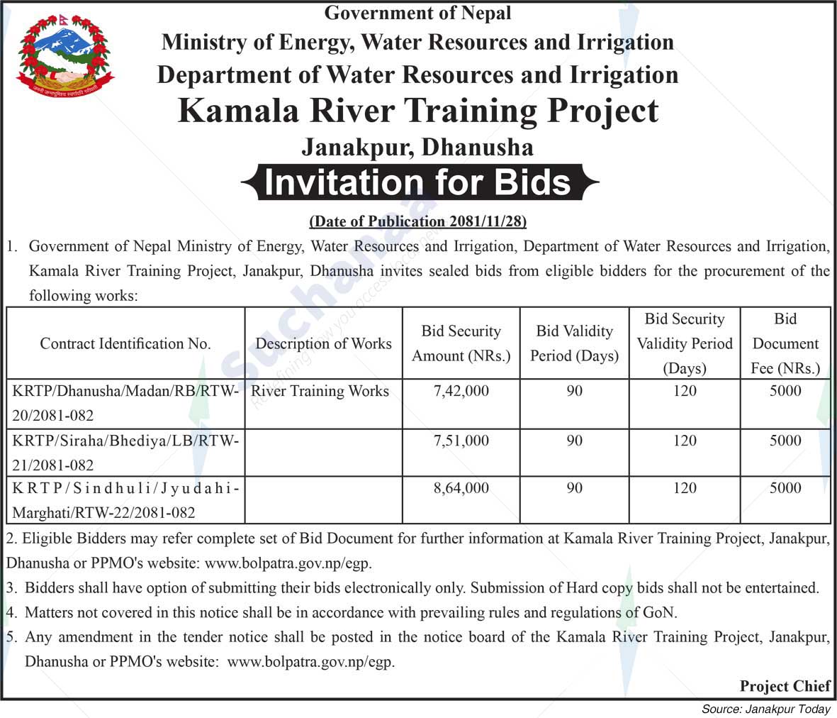 Kamala River Training Project
