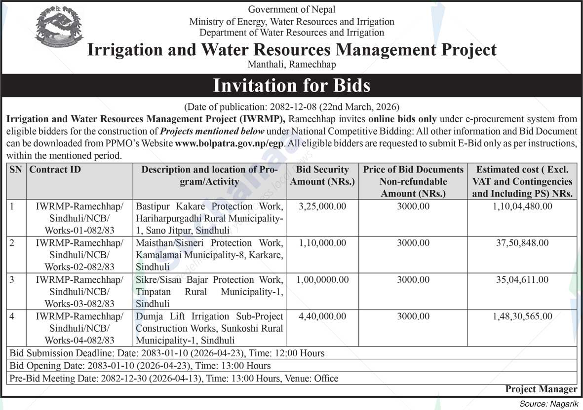 Irrigation and Water Resources Management Project,  Ramechhap