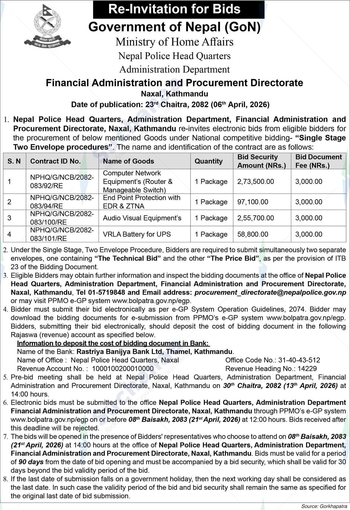 Financial Administration and Procurement Directorate, Naxal, Kathmandu