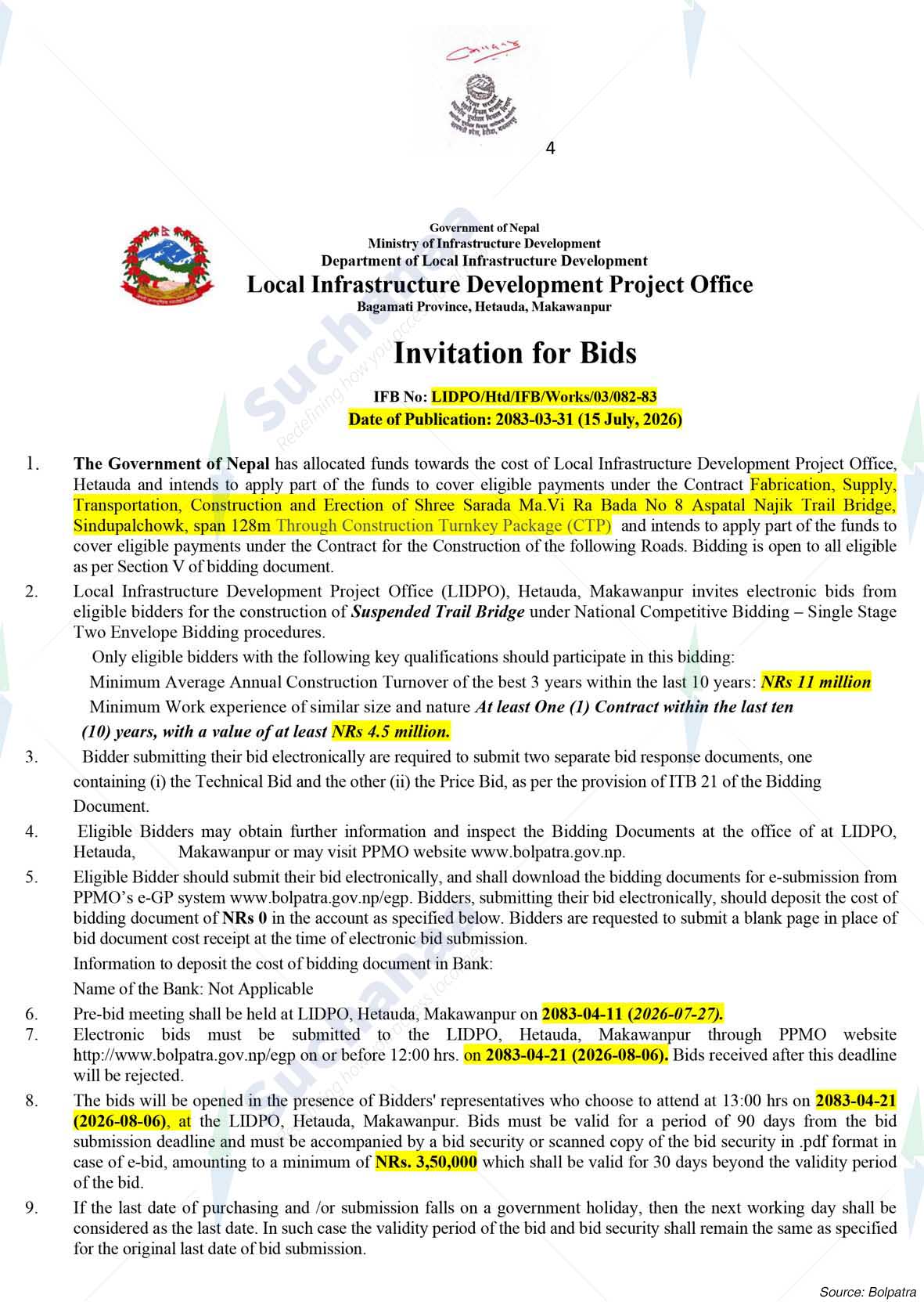 Local Infrastructure Development Project Office (LIDPO), Hetauda