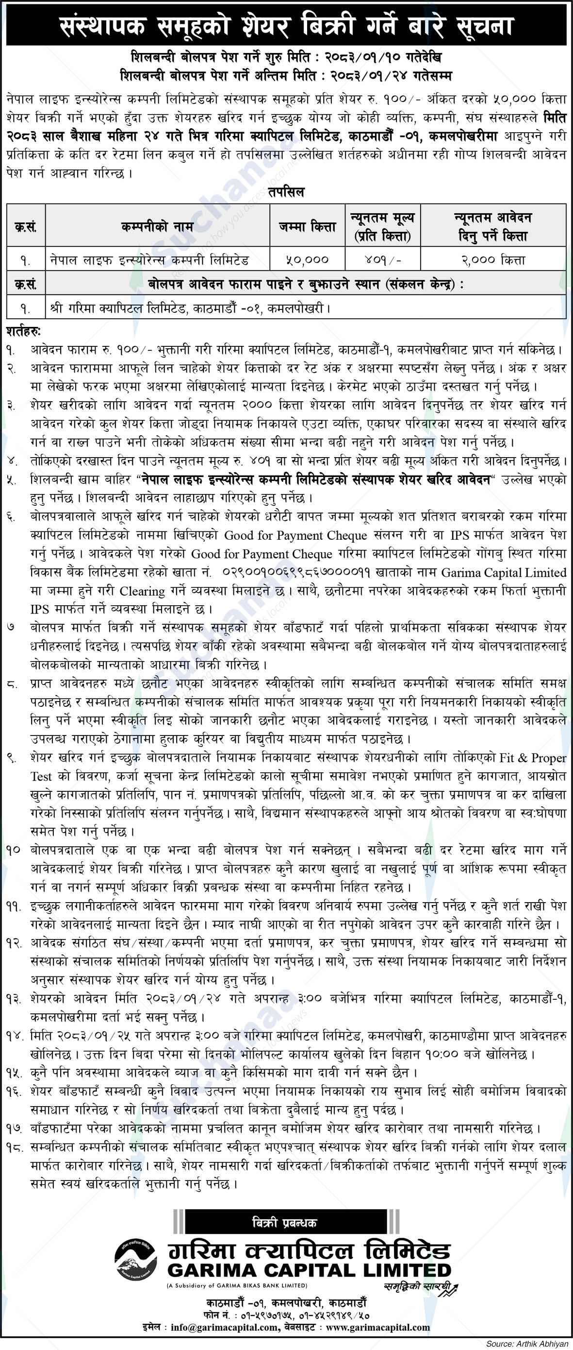 Garima Capital Limited