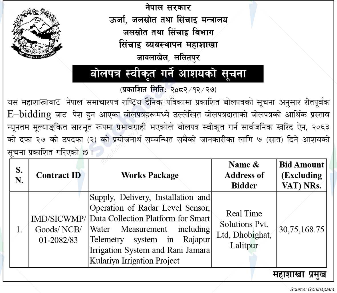 Irrigation Management Division, Jawalakhel, Lalitpur