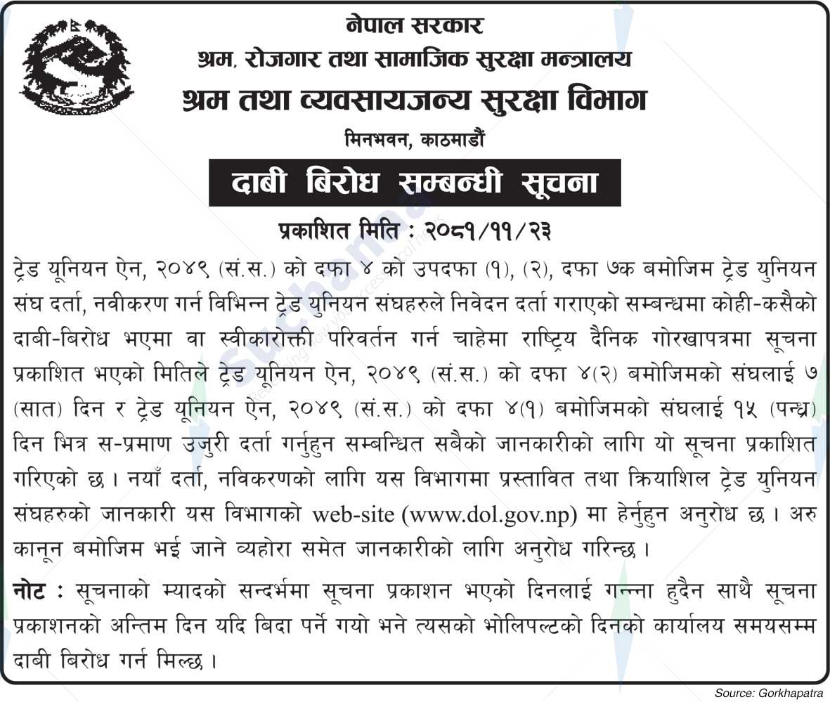 Department of Labor and Occupational Safety