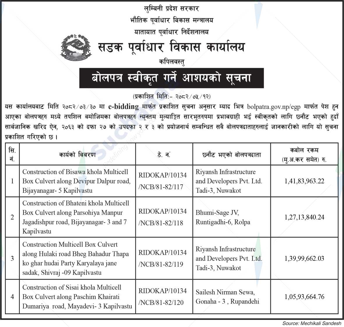 Road Infrastructure Development Office, Kapilavastu