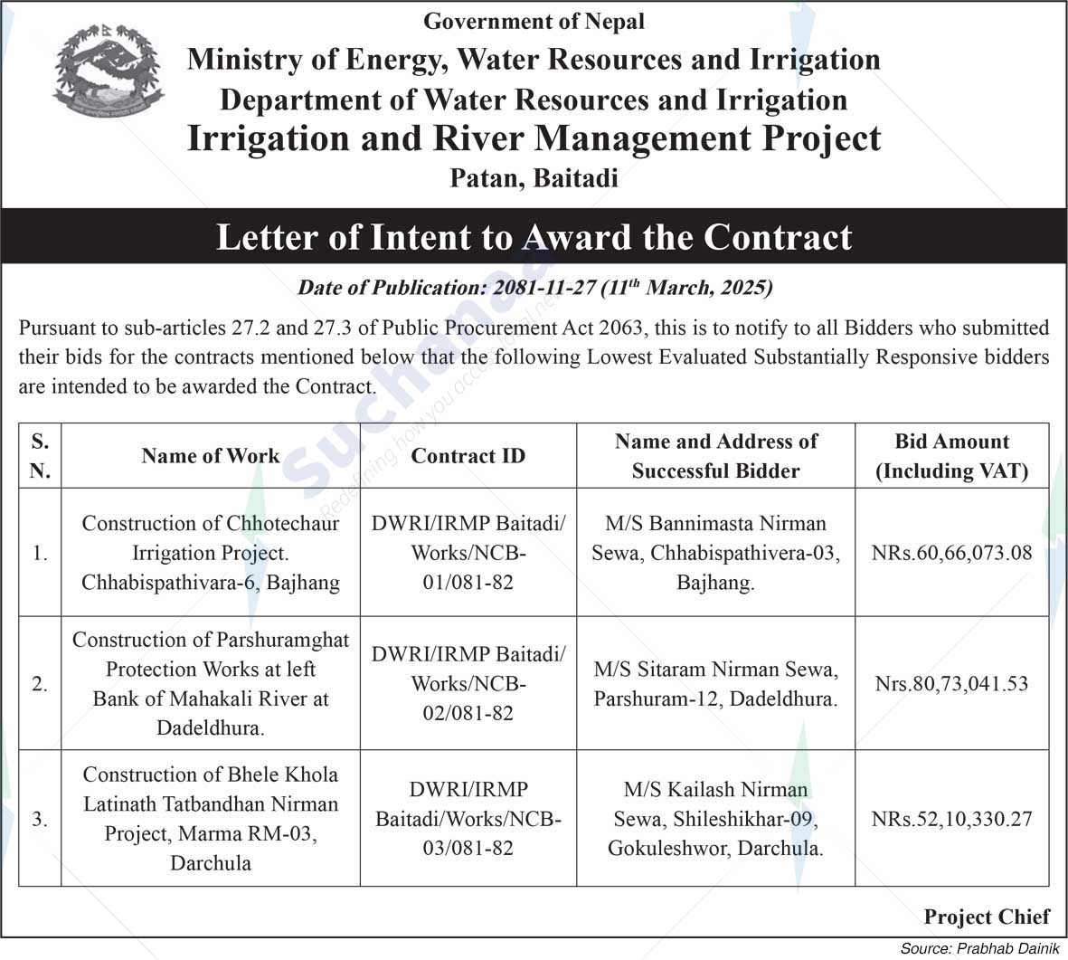Irrigation and River Management Project