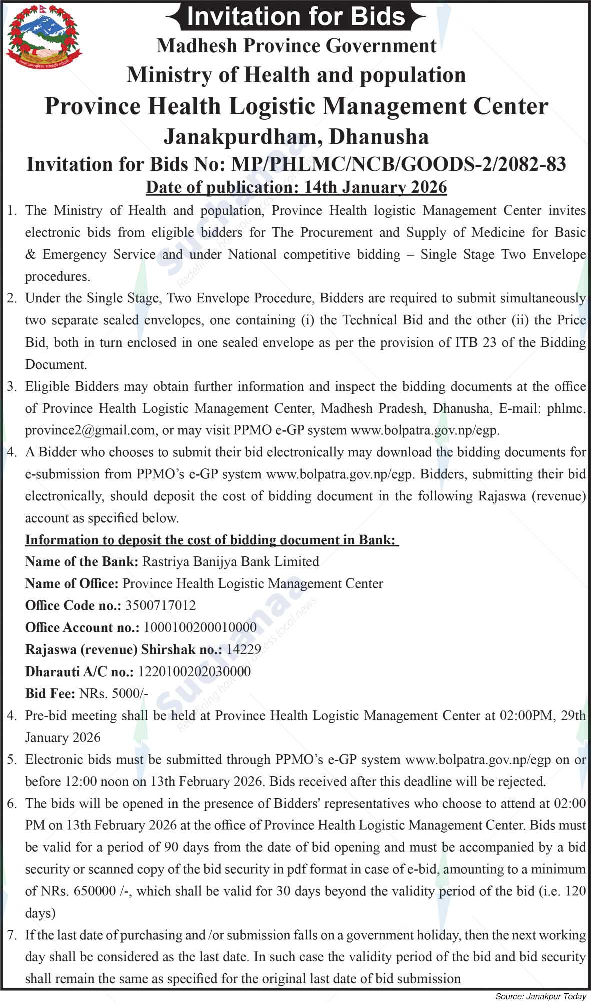 Province Health Logistic Management Center, Janakpurdham, Dhanusha