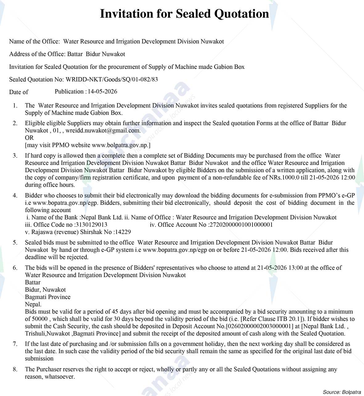 Water Resource and Irrigation Development Division, Nuwakot