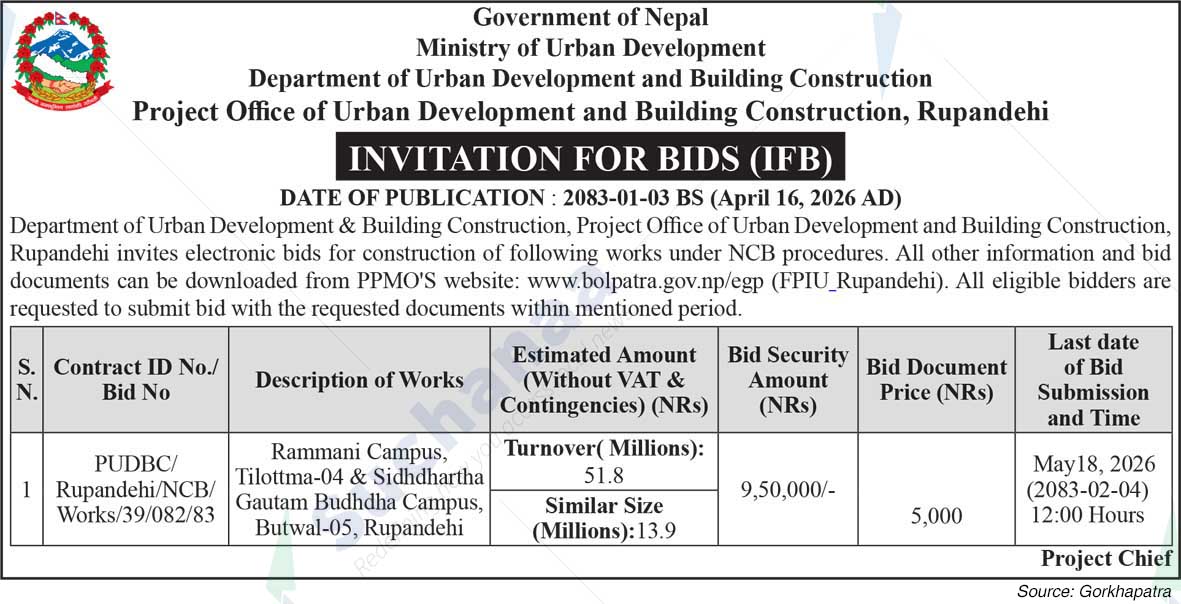 Project Office of Urban Development and Building Construction, Rupandehi