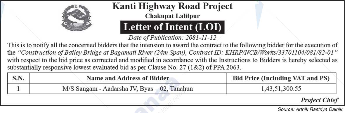 Kanti Highway Road Project