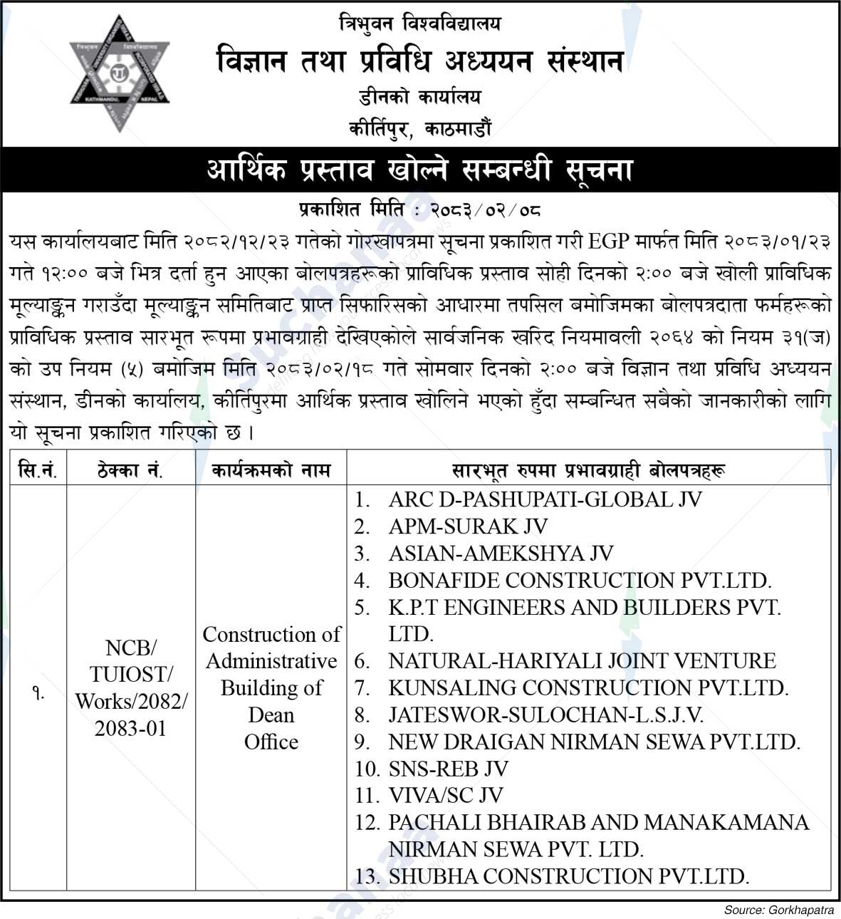 Tribhuvan University, Institute of Science and Technology (IoST)