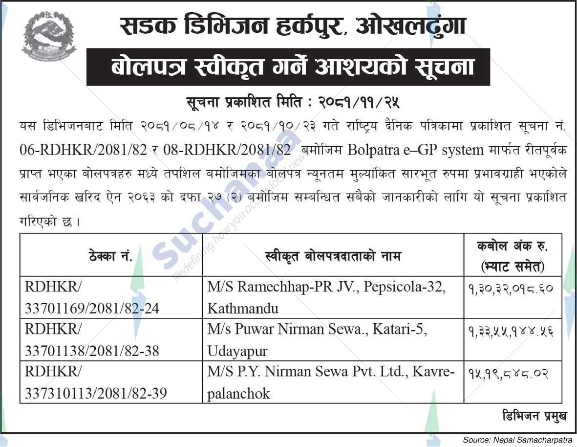 Road Division Harakpur, Okhaldhunga