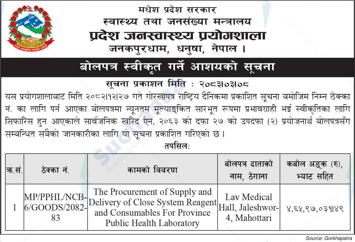 Provincial Public Health Laboratory, Dhanusha