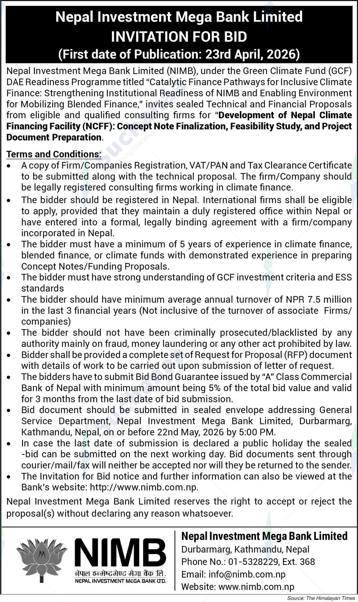 Nepal Investment Mega Bank Ltd. (NIMB)