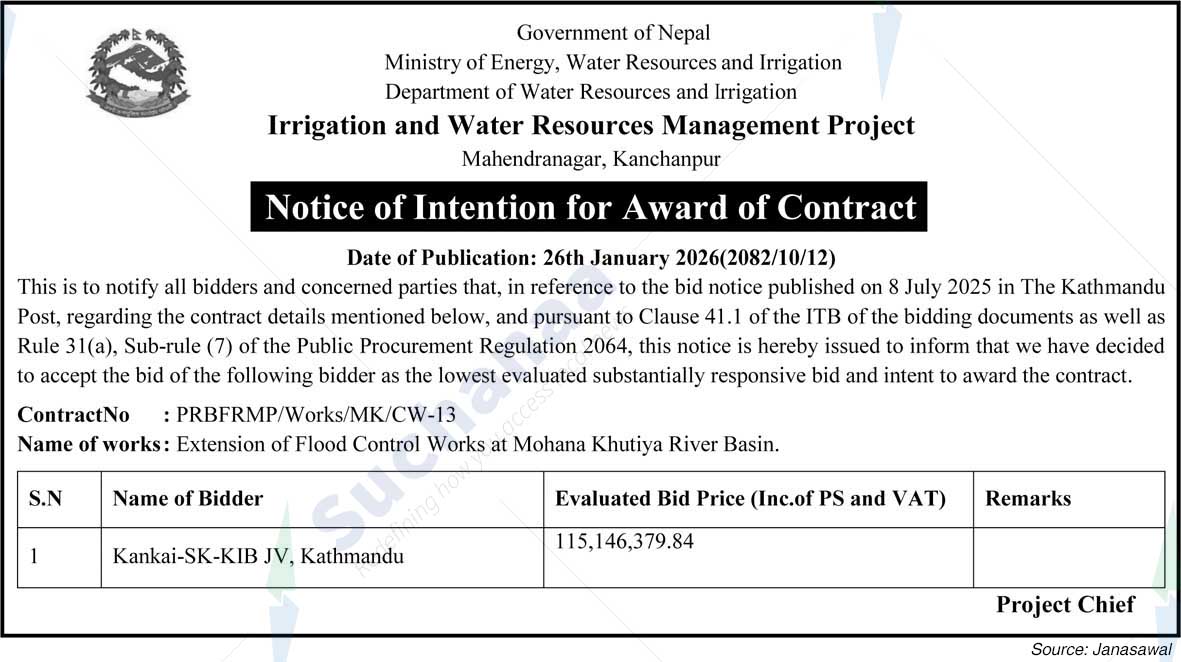 Irrigation and Water Resources Management ProjectMahendranagar, Kanchanpur