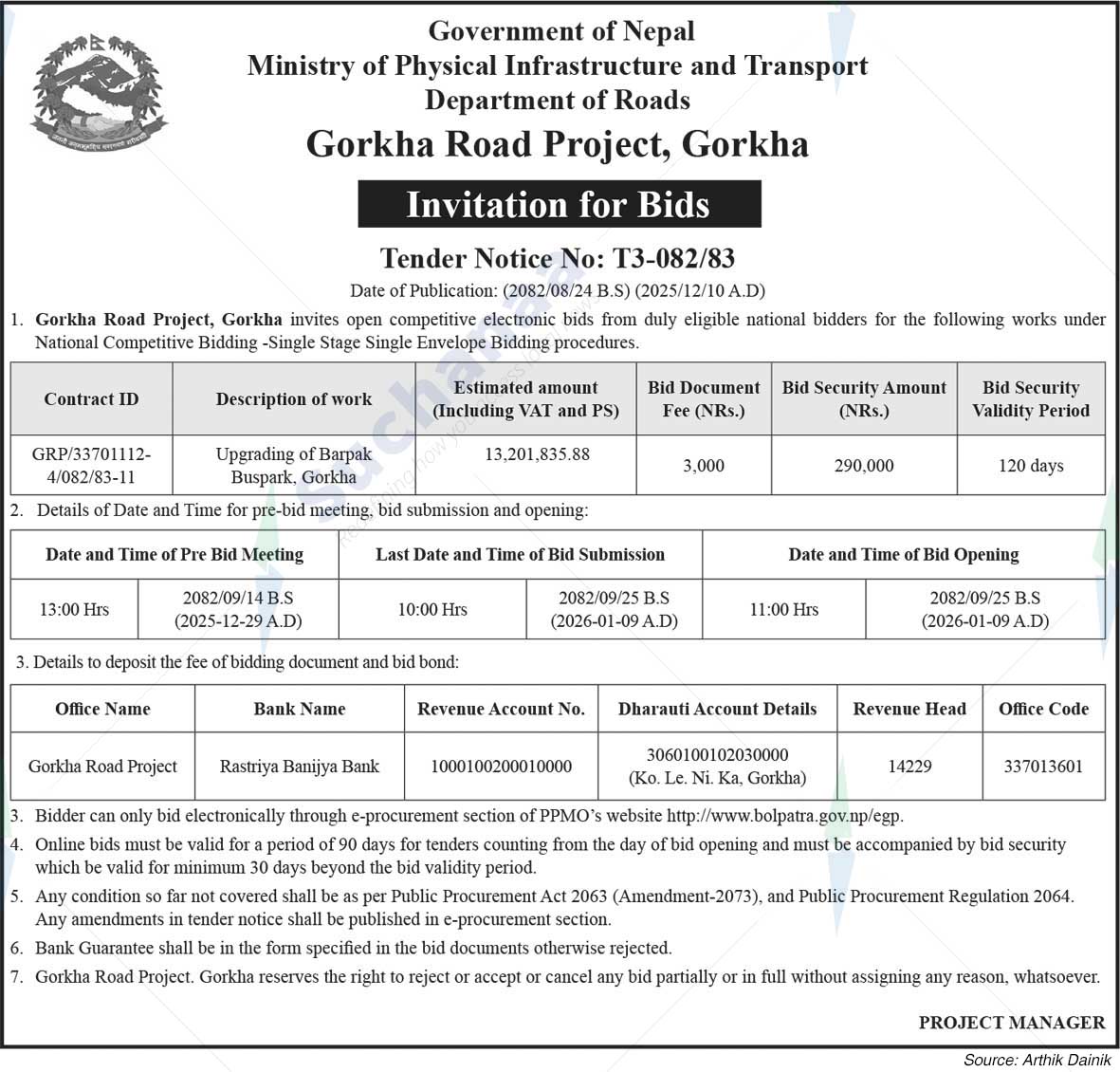 Gorkha Road Project, Gorkha