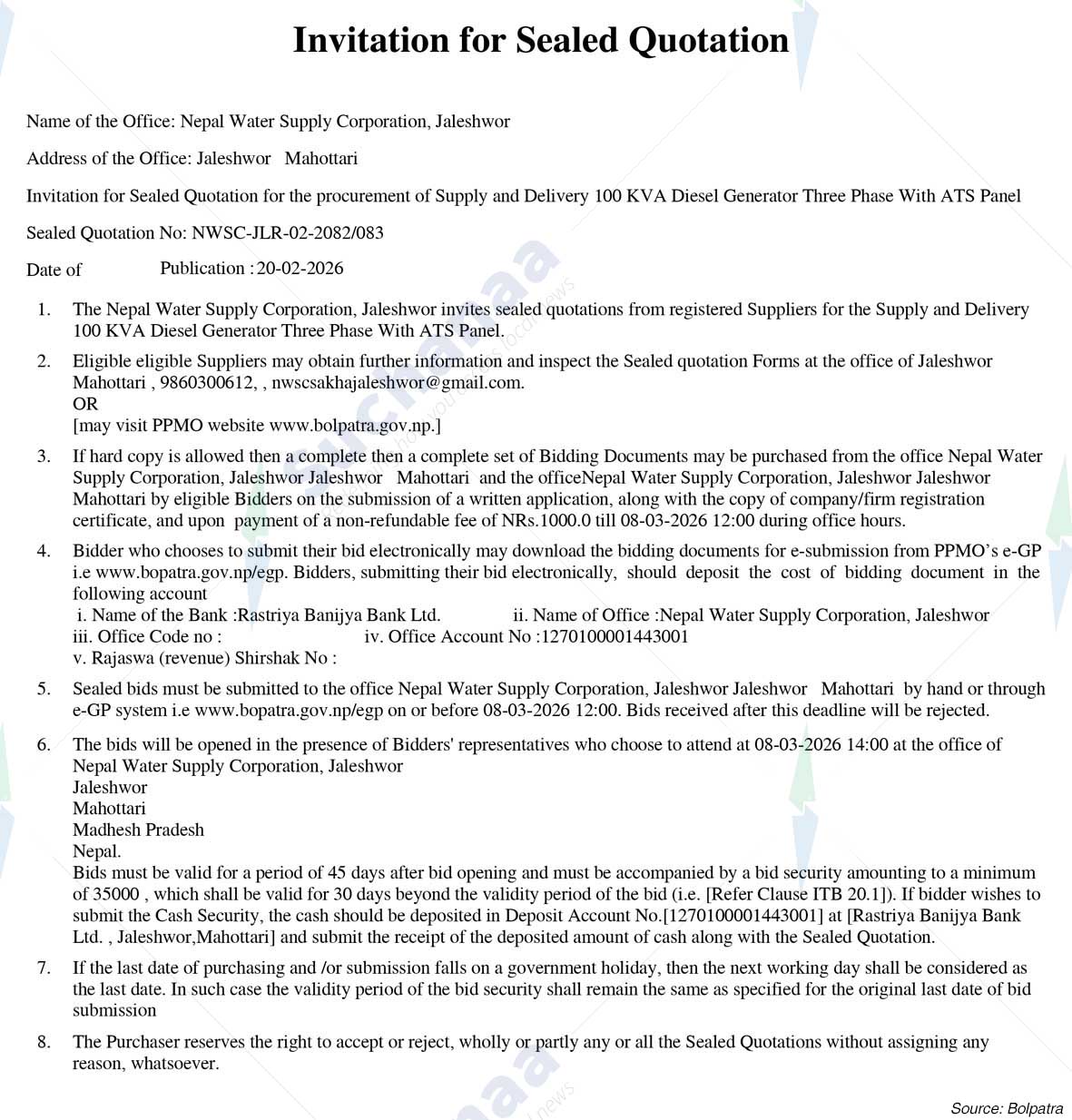 Nepal Water Supply Corporation (NSC)