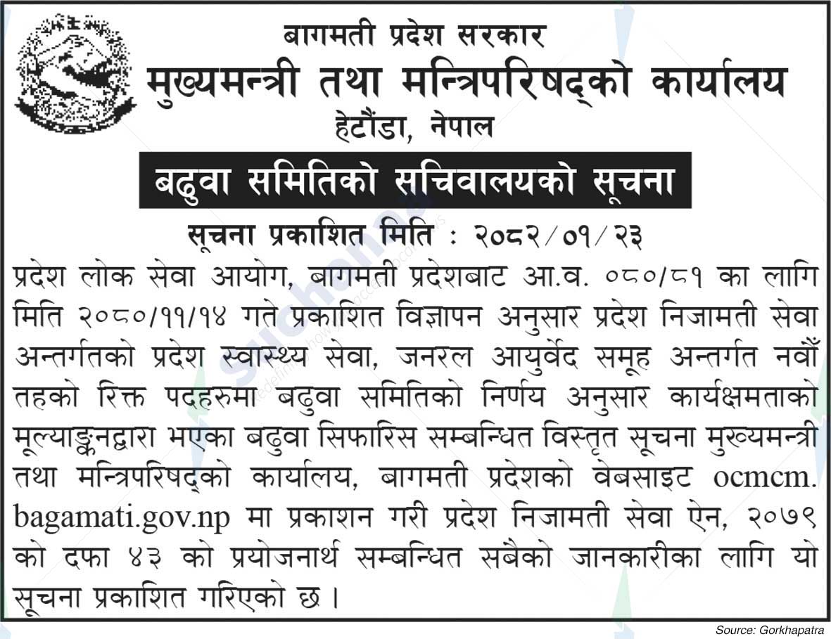 Office of the Chief Minister and Council of Ministers, Bagmati
