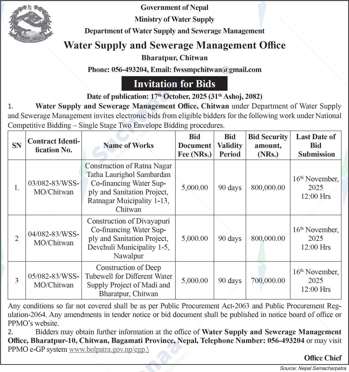 Water Supply and Sewerage Management Office, Bharatpur, Chitwan