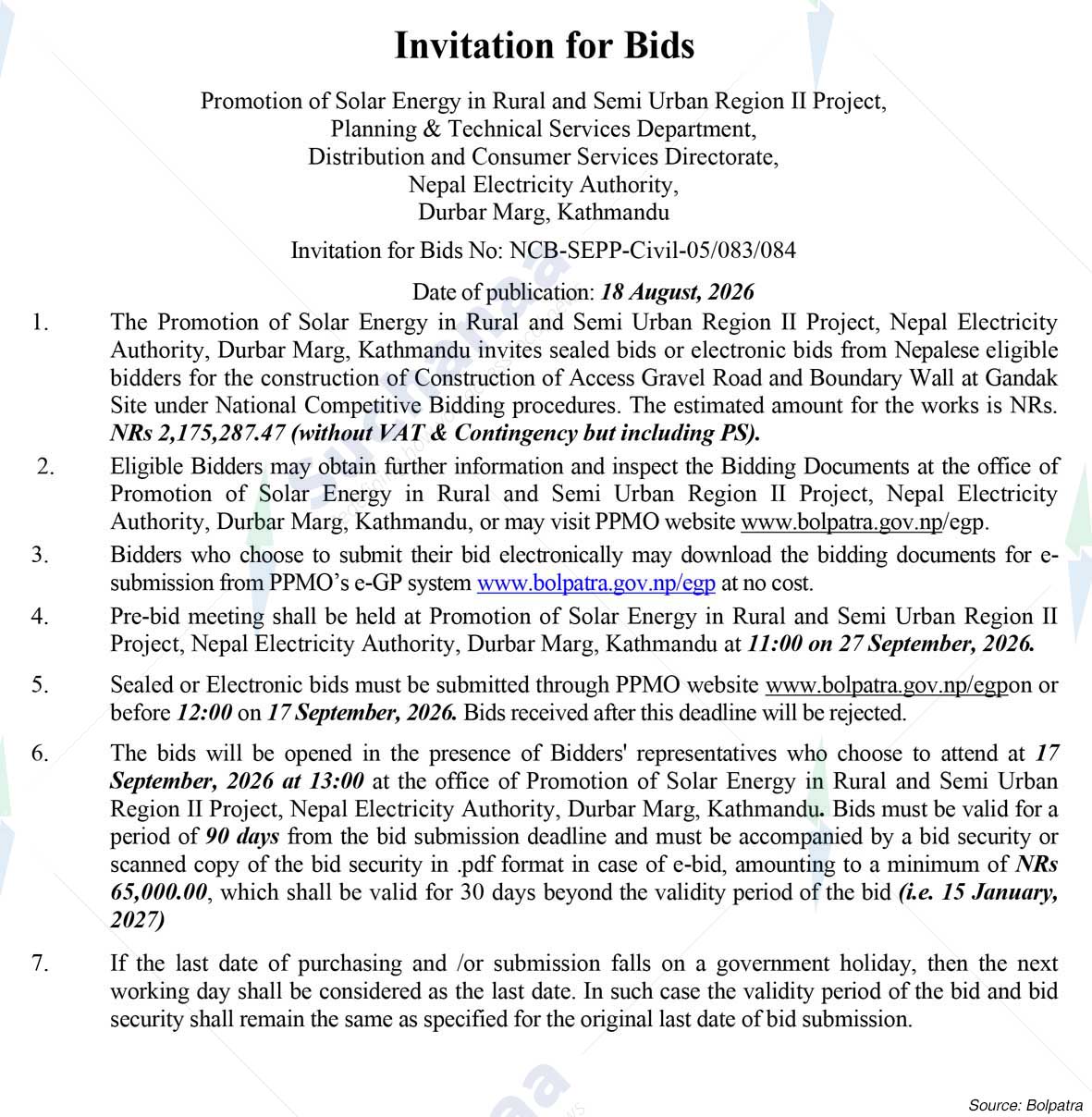 Promotion Of Solar Energy in Rural and semi urban Region-ii phase,NEA,kathmandu
