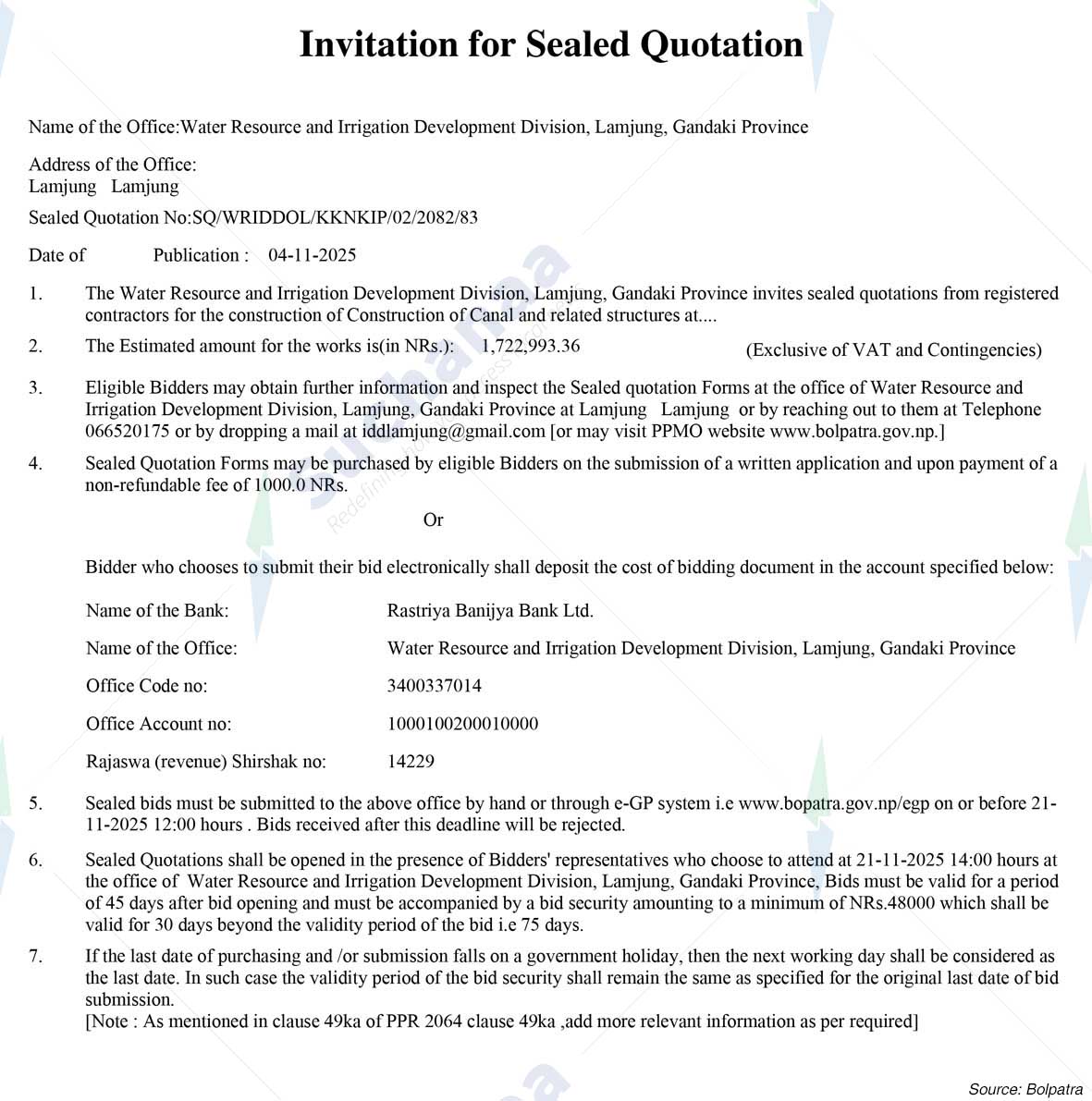 Water Resource and Irrigation Development Division, Lamjung