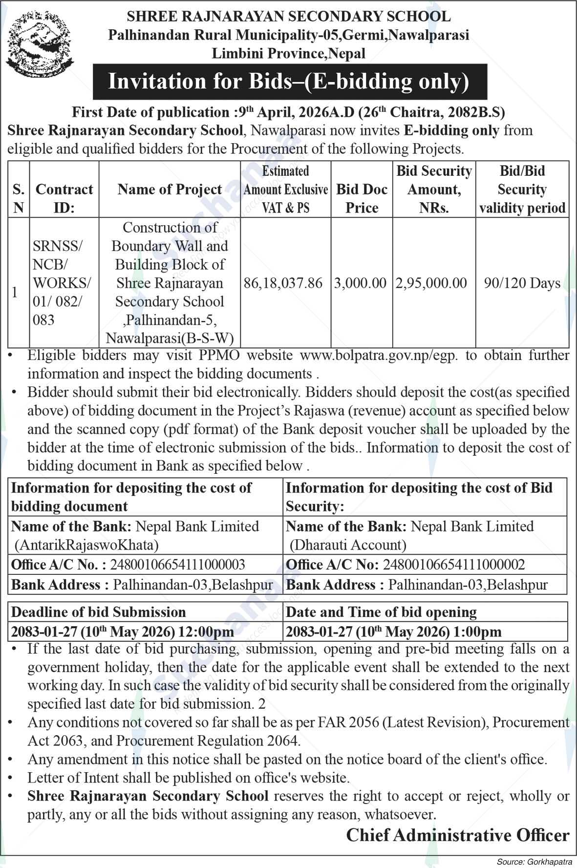Shree Rajnarayan Secondary School, Nawalparasi