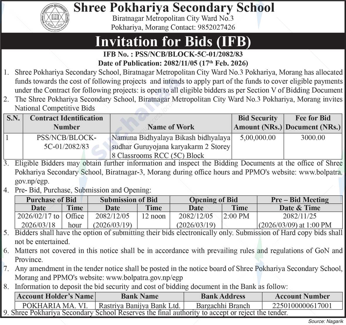 Shree Pokhariya Secondary School, Morang