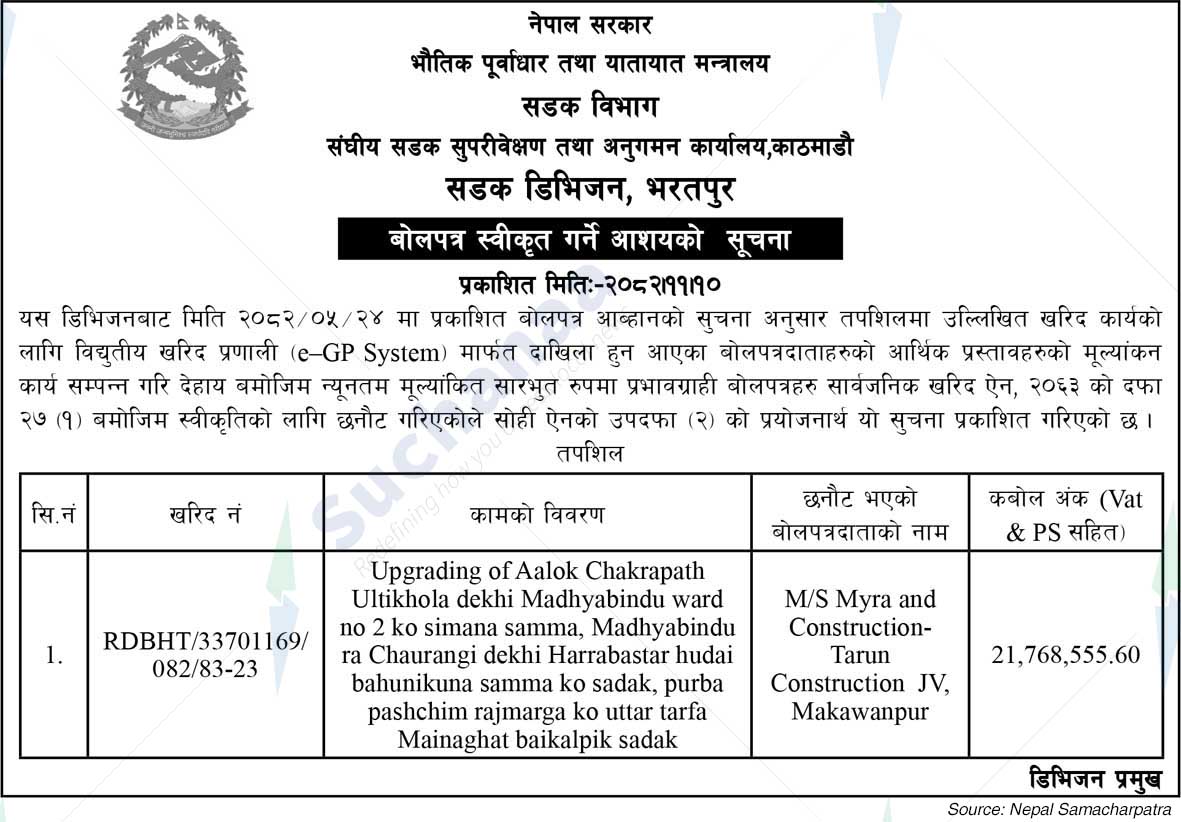 Road Division, Bharatpur