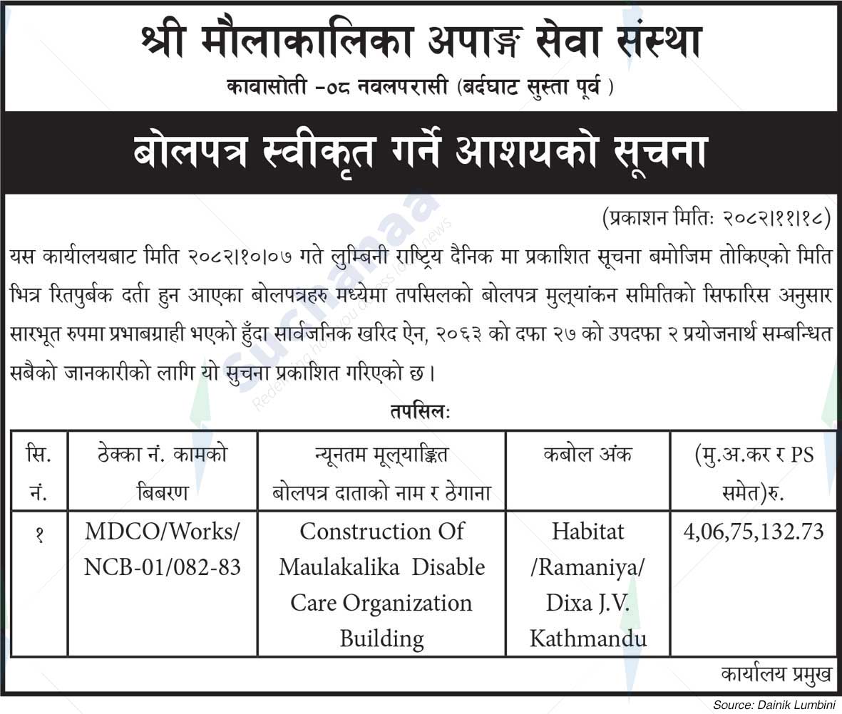 Shree Maulakalika Disabled Service Organization, Nawalparasi