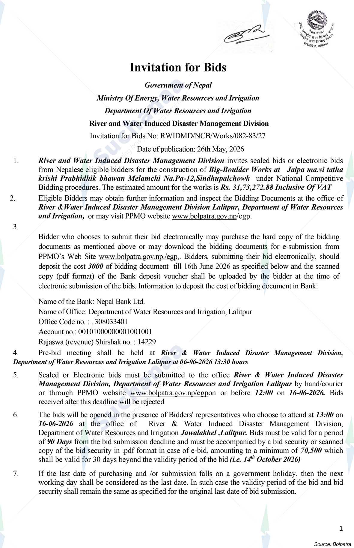Department of Water Resources and Irrigation, Lalitpur