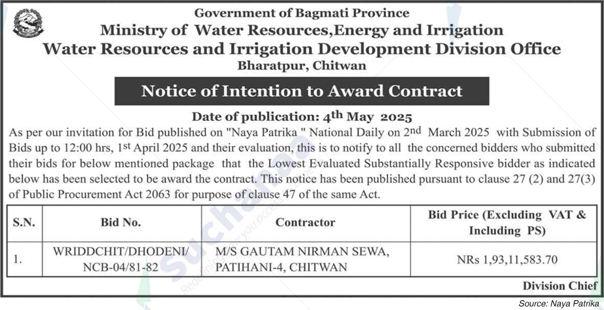 Water Resources and Irrigation Development Division Office Bharatpur, Chitwan