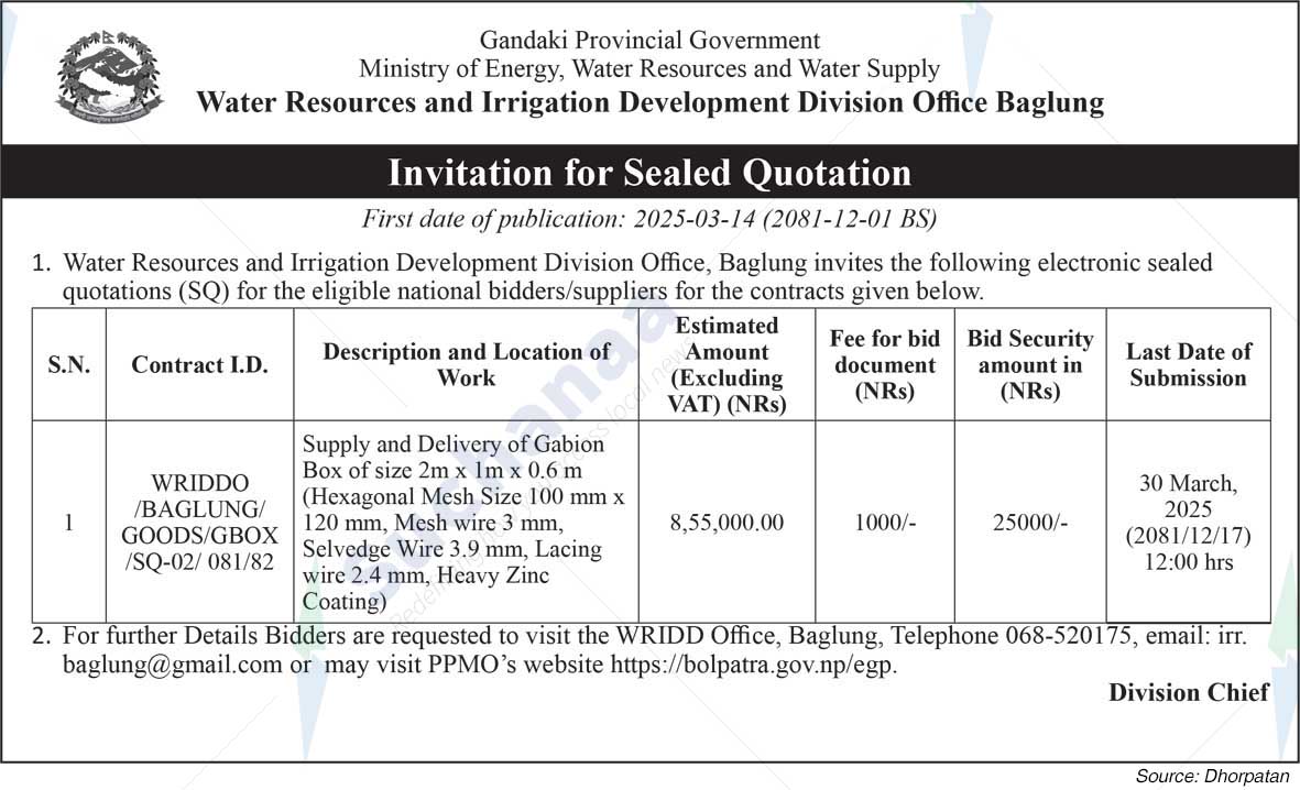 Water Resources and Irrigation Development Division Office Baglung