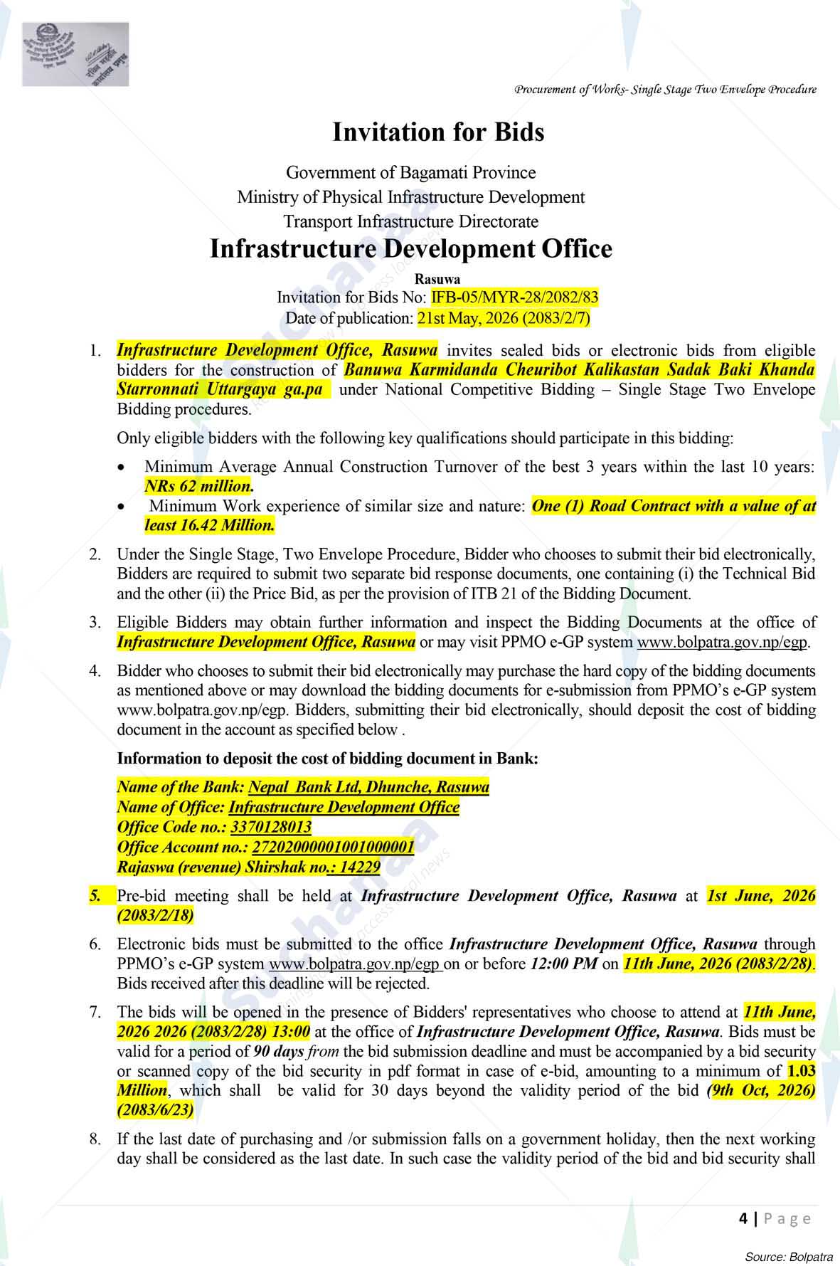 Infrastructure Development Office, Rasuwa