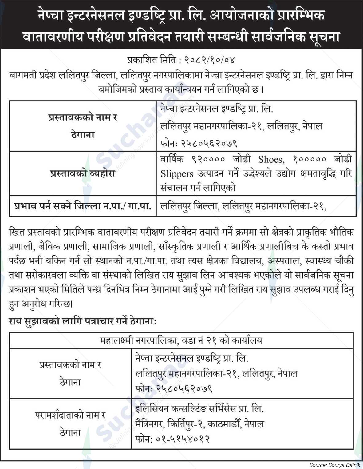 Nepcha International Industries Pvt. Ltd., Lalitpur