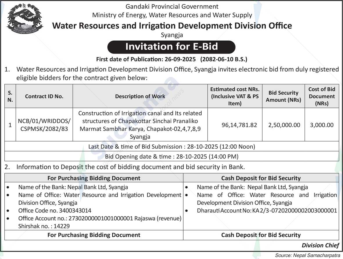 Water Resources and Irrigation Development Division Office, Syangja