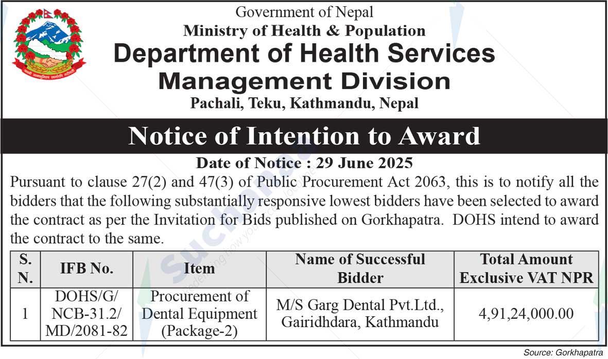 Department of Health Services Management Division, Pachali, Teku