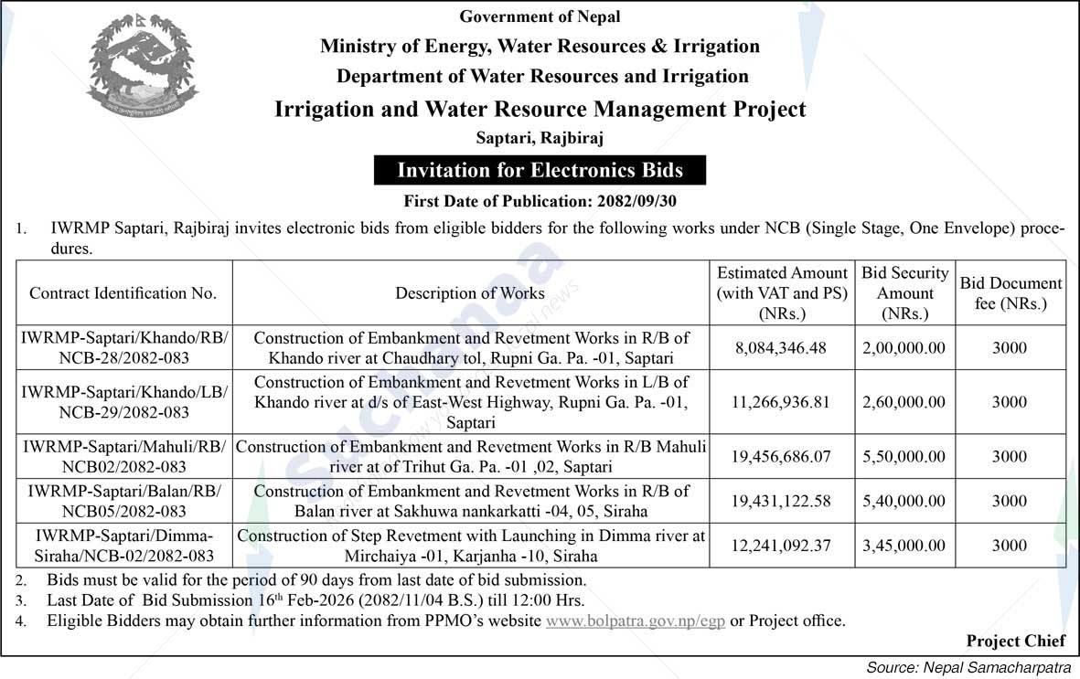 Irrigation and Water Resource Management Project, Saptari, Rajbiraj
