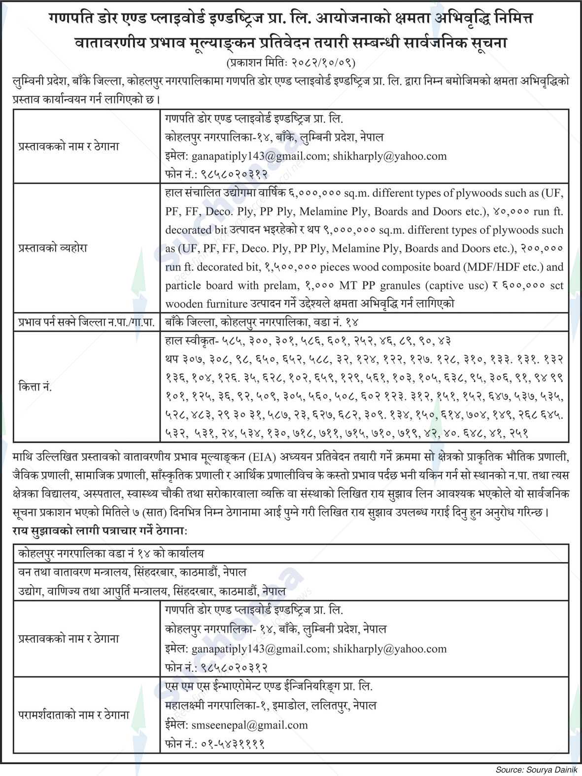 Ganapati Door and Plywood Industries Pvt. Ltd., Banke