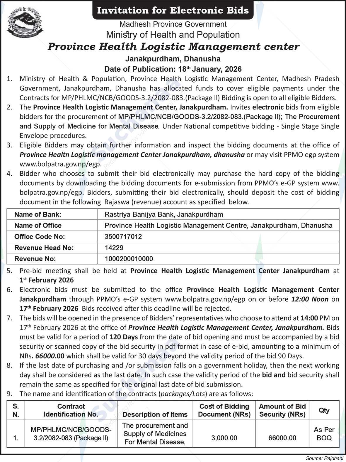 Province Health Logistic Management center, Janakpurdham, Dhanusha