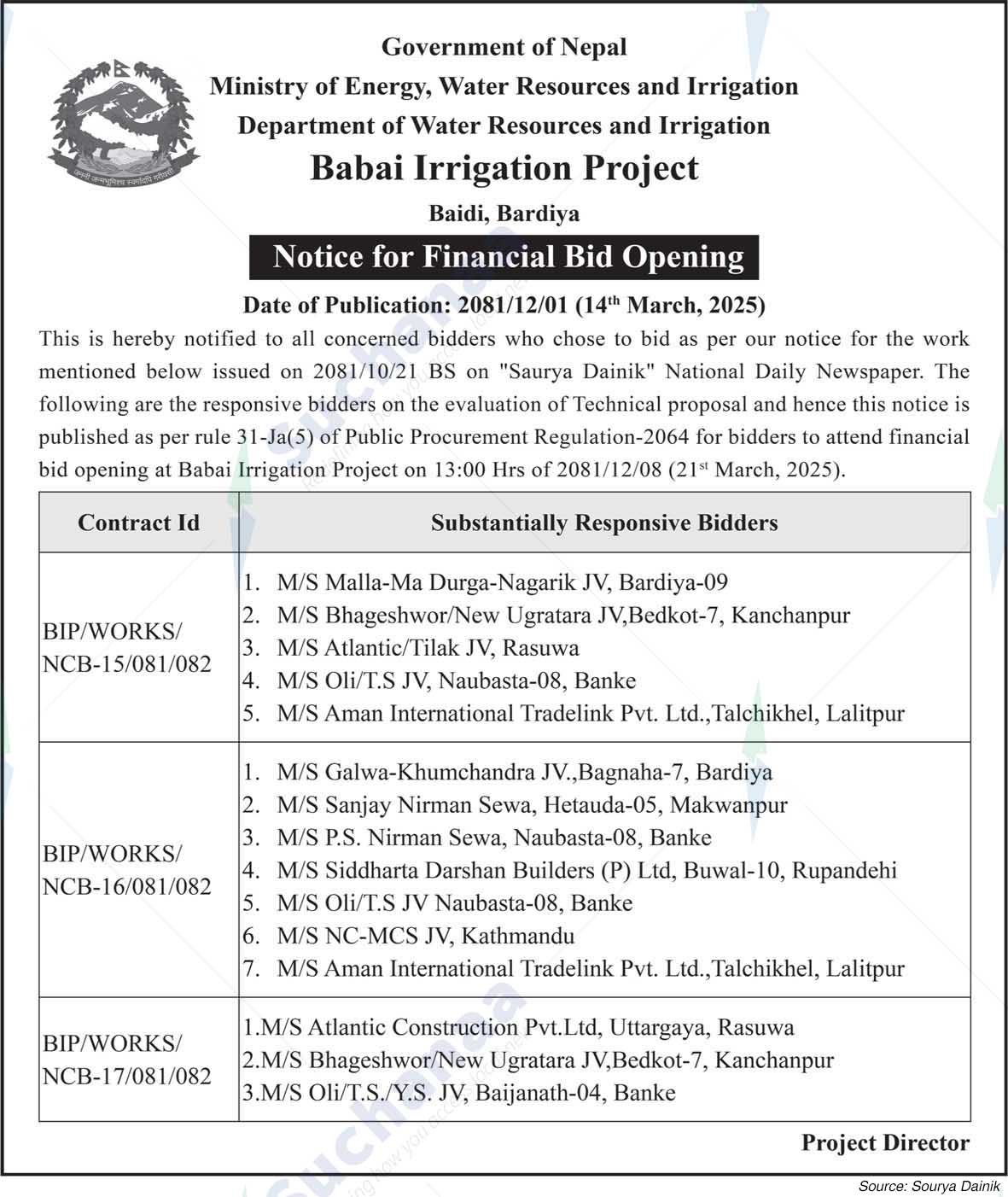Department of Water Resources and Irrigation