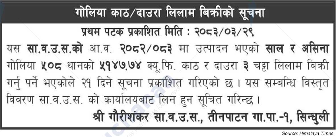 Shree Gaurishankar Saa.Wa.Wo.Sa.