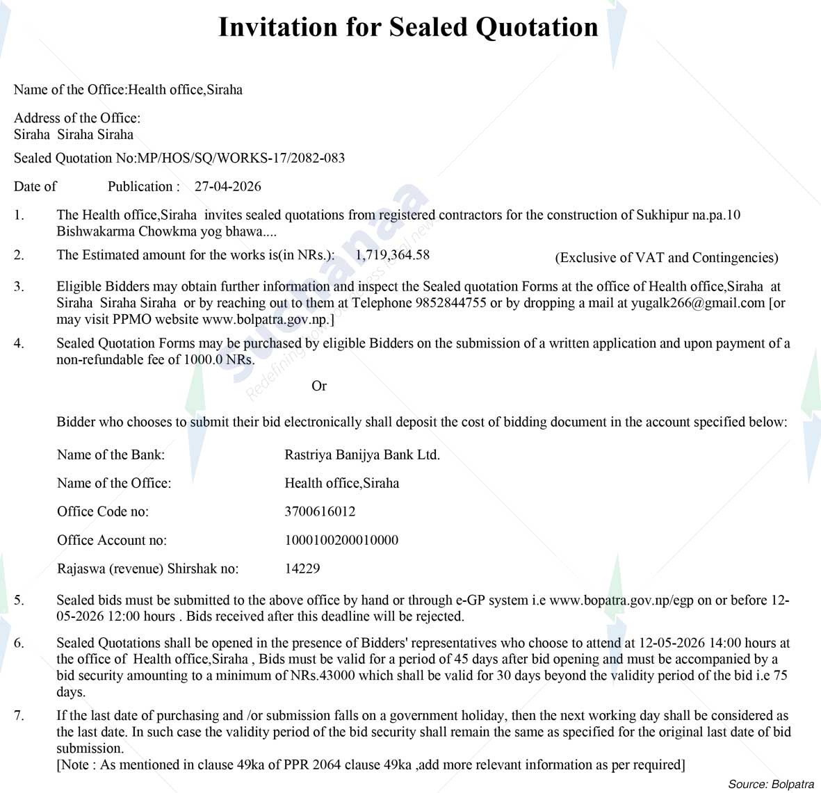 Health office,Siraha